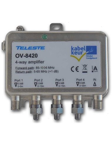 Teleste OV-8420 4weg versterker 0,5/2/4/8dB KabelK