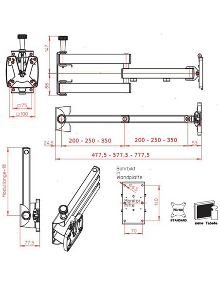 Novus SKY 10N-350 35cm 10kg monitor mount vesa