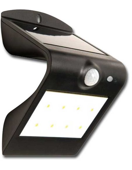 LED-Muurlamp 1,5w met zonnepaneel en bewegings-sensor, zwart 