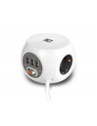 ACT AC2405 power uitbreiding 1,5 m 3 AC-uitgang(en) Binnen Wit