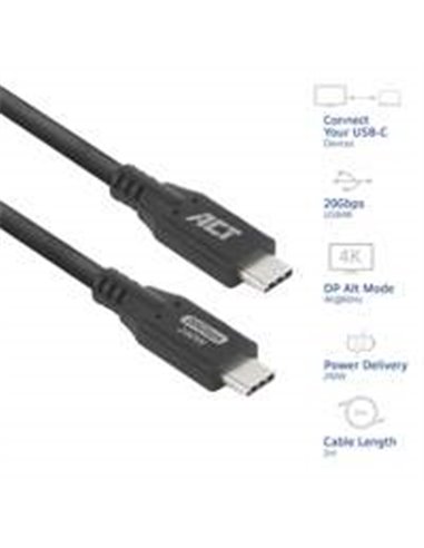 ACT USB4 20Gbps 240W USB Type-C kabel, 2 meter