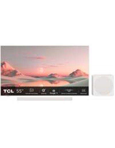 TCL NXTFRAME 55A300W Pro Wit 55" | Ultra HD 4K QLED Smart TV | Draadloze Soundbar en Subwoofer | Google TV + Wifi | HDR10+ | 120