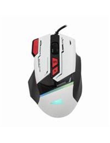 Baracuda MANTA RGB | Bekabelde Gaming Muis | Rechtshandig | USB-A | 12800 DPI | Wit